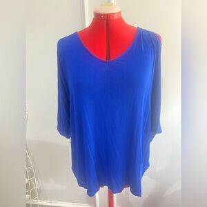 Cupio Royal Blue Women's Blouse Cut Out shoulders size Large